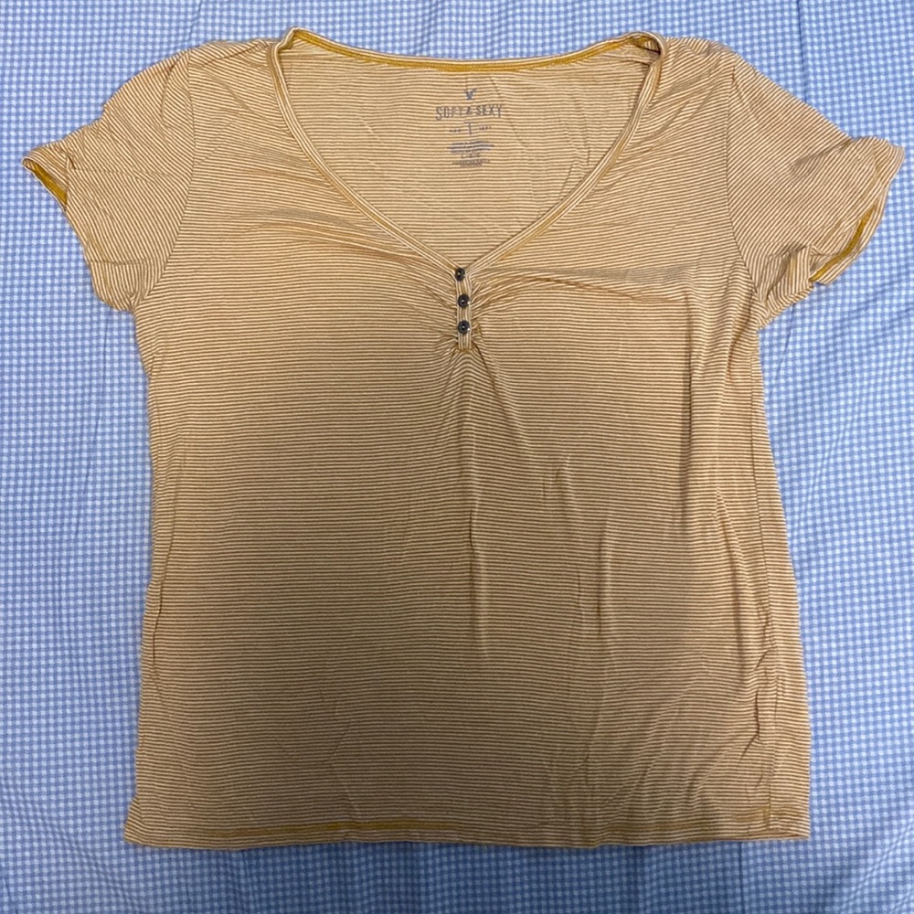 White and Yellow striped tee